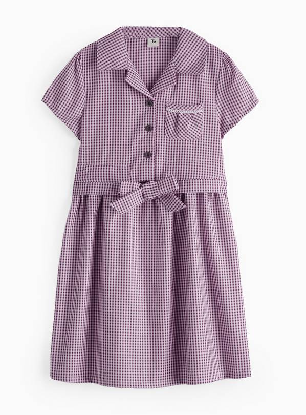 Dark Red Tie Front Gingham Dress 6 years